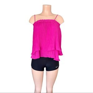 TCEC Fuchsia Pleated Layered Cami Style Tank Top Size Small